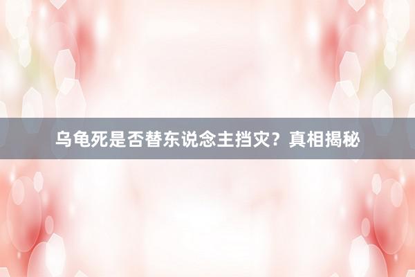 乌龟死是否替东说念主挡灾？真相揭秘